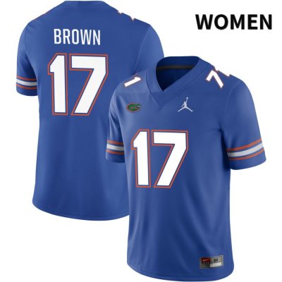 Women's Florida Gators #17 Max Brown NCAA Jordan Brand Royal NIL 2022 Authentic Stitched College Football Jersey QDE0462VL